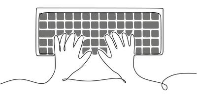 Typing on keyboard one line drawing vector