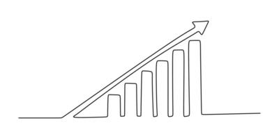 Business growth graph one line drawing vector