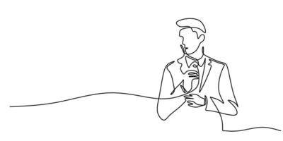 Office worker in suit line drawing vector
