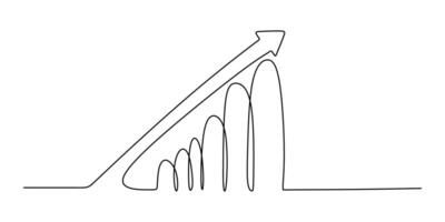 Growth chart arrow up one line art vector