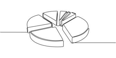 Segmented pie chart one line drawing vector