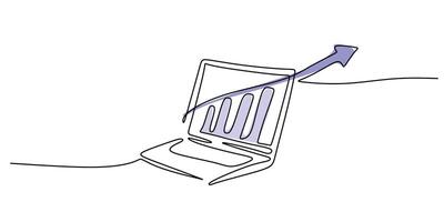 Laptop Displaying Graphics Line Art vector