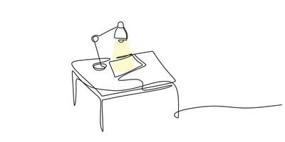 Lamp Shining on Documents Drawing vector