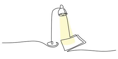 Desk Lamp on Papers Line Art vector