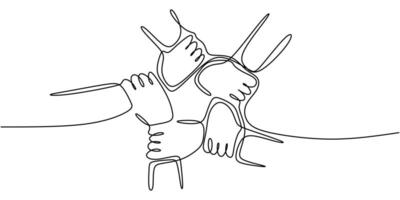 Collaborative Hands Line Drawing vector