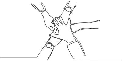 People joining hands for teamwork drawing vector