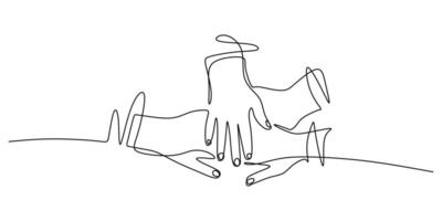 Collaborative hands for teamwork drawing vector