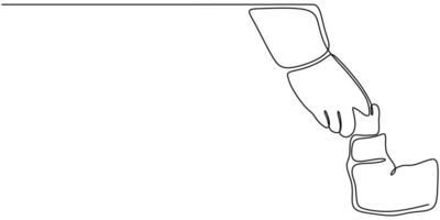 Hands of father and child line drawing vector
