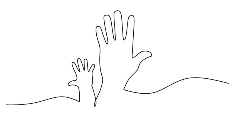 United hands of father and child