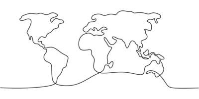 World map continuous one line drawing vector