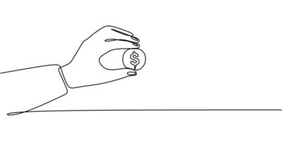 Coin in Hand Line Art vector