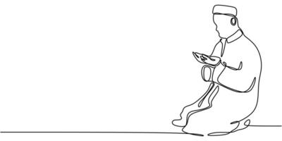 Man at Prayer Line Art vector