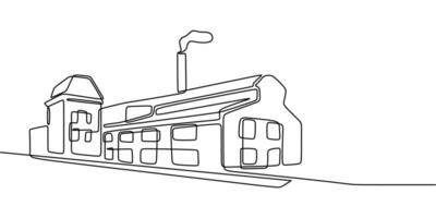 Modern industrial factory building line art vector
