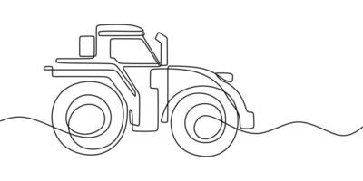 Tractor with large wheels line drawing vector