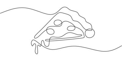 Minimalist pizza slice one line drawing vector