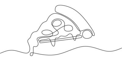 Slice of pizza continuous line drawing vector
