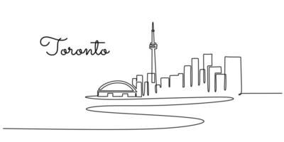 Toronto city skyline continuous one line drawing vector