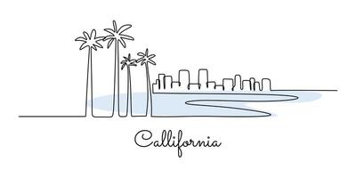 California landmarks continuous one line drawing vector
