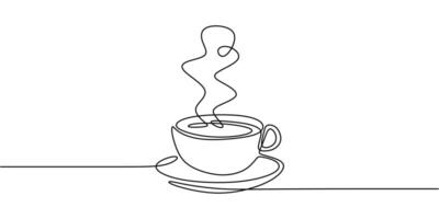Coffee Cup with Steam Line Art vector