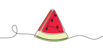 Watermelon Slices One Line Drawing vector