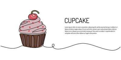 Cupcake with Cherries Drawing vector
