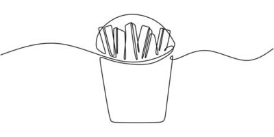 French Fries in Container Line Drawing vector