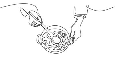 Hands Cooking Line Drawing vector