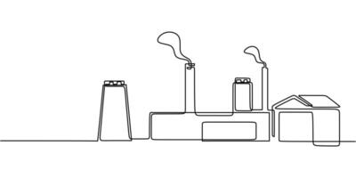 Industrial air pollution from factories line art vector