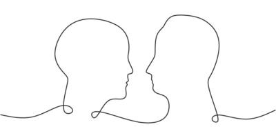 Two faces in profile continuous line drawing vector