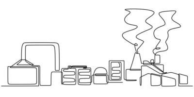 Waste management anaerobic digester one line drawing vector