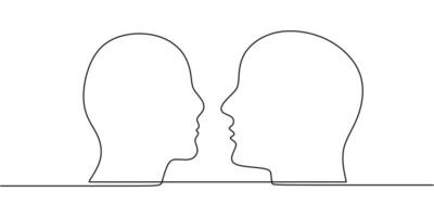 Minimalist two faces in profile one line drawing vector