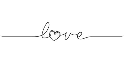 Love message with heart continuous line drawing vector