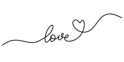 Love word with heart for relationship line art vector