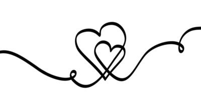 Two hearts for love and unity line art vector