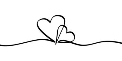 Intertwined hearts for love continuous line drawing vector