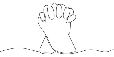 Holding hands for support and love line art vector