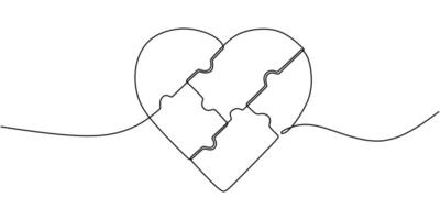Puzzle Heart Line Drawing vector