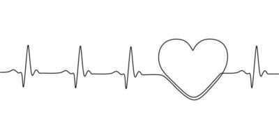 Heart and Pulse Wave Line Art vector