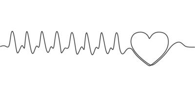 Heart with Pulse Wave Drawing vector