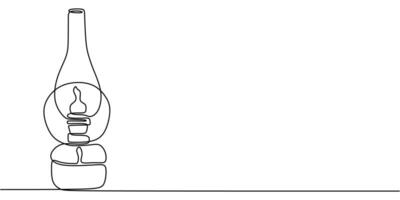 Oil Lamp One Line Art vector