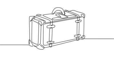Retro Suitcase One Line Art vector