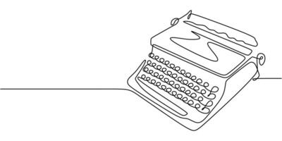 Vintage typewriter continuous line drawing vector
