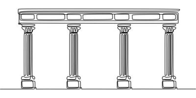 Historic Greek columns minimalist line drawing vector
