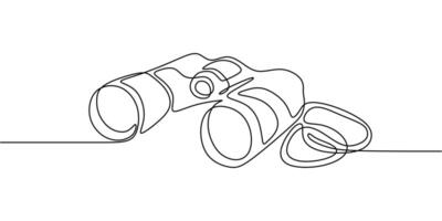 Vintage binoculars continuous line drawing vector