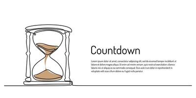 Hourglass countdown timer continuous line drawing vector