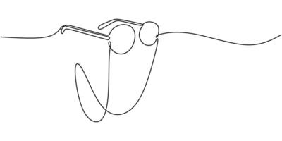 Vintage spectacles with chain one line art vector