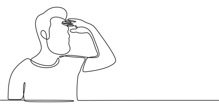 Continuous one line drawing of a man in a respectful pose, highlighting humility and dignity. vector
