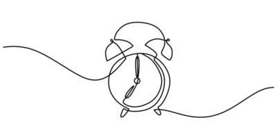 Big alarm clock in continuous line drawing, symbolizing urgency and time management. vector