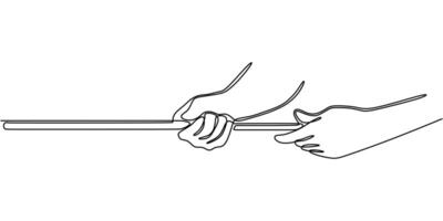 Hand holding rope in continuous line drawing, symbolizing support and strength. vector