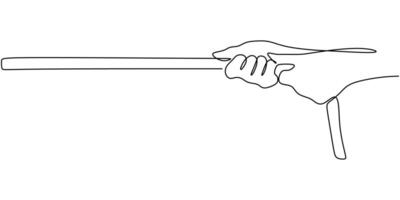 Continuous line drawing of a hand holding rope, representing guidance and control. vector